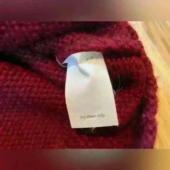 Vintage J. Crew Hand Knit Chunky 100% Wool Sweater Men’s Size Medium Burgundy - Picture 6 of 11